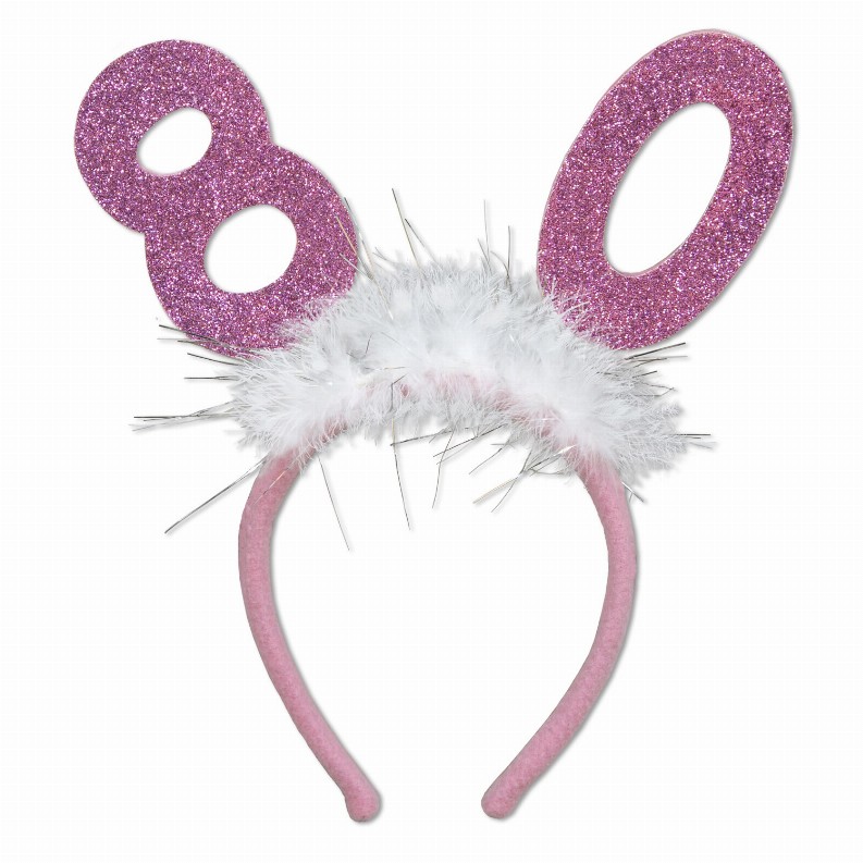 Boppers and Headbands - Birthday-Age Specific  80 Glittered Boppers with Marabou