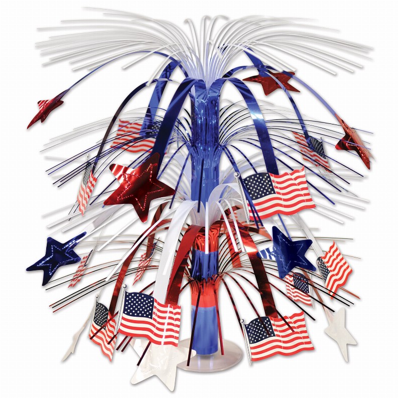 Cascade Style Centerpiece 18x5.5x2.25 Multi-Color Patriotic Icon Cascades