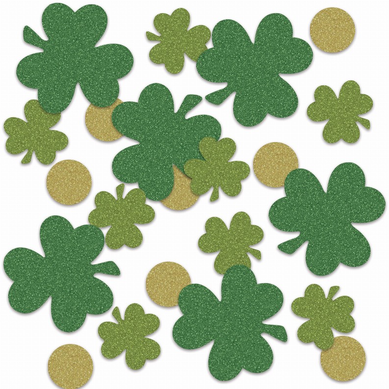 Deluxe Sparkle Confetti - St. Patricks Shamrock & Coin