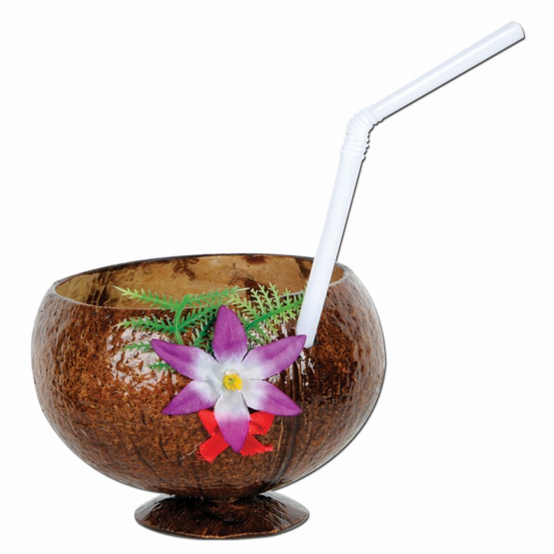 Drinkware for Parties & Occasions (Multiple Designs Available) - 10  OzLuauCoconut Cup