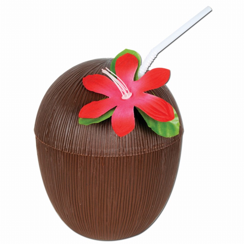 Drinkware for Parties & Occasions (Multiple Designs Available) - 16  OzLuauPlastic Coconut Cup