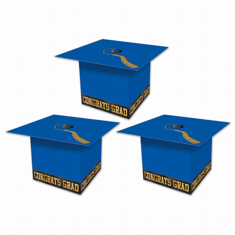 Favor Boxes (Multiple Designs Available) - 3.25" x 3.25"GraduationBlue Grad Cap Favor Boxes