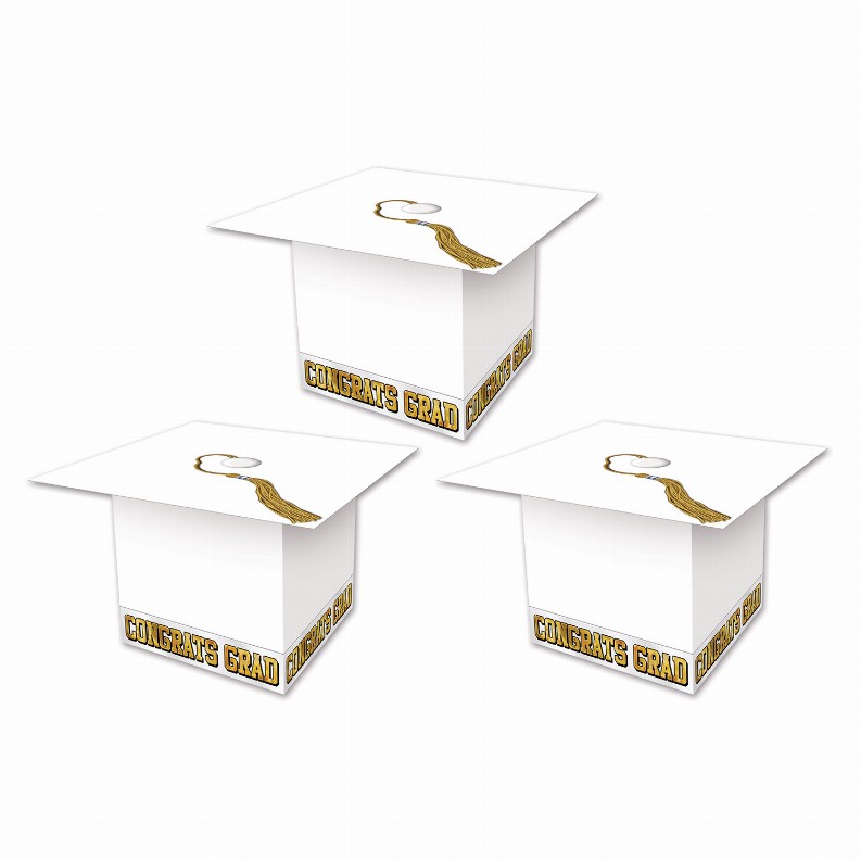 Favor Boxes (Multiple Designs Available) - 3.25" x 3.25"GraduationWhite Grad Cap Favor Boxes