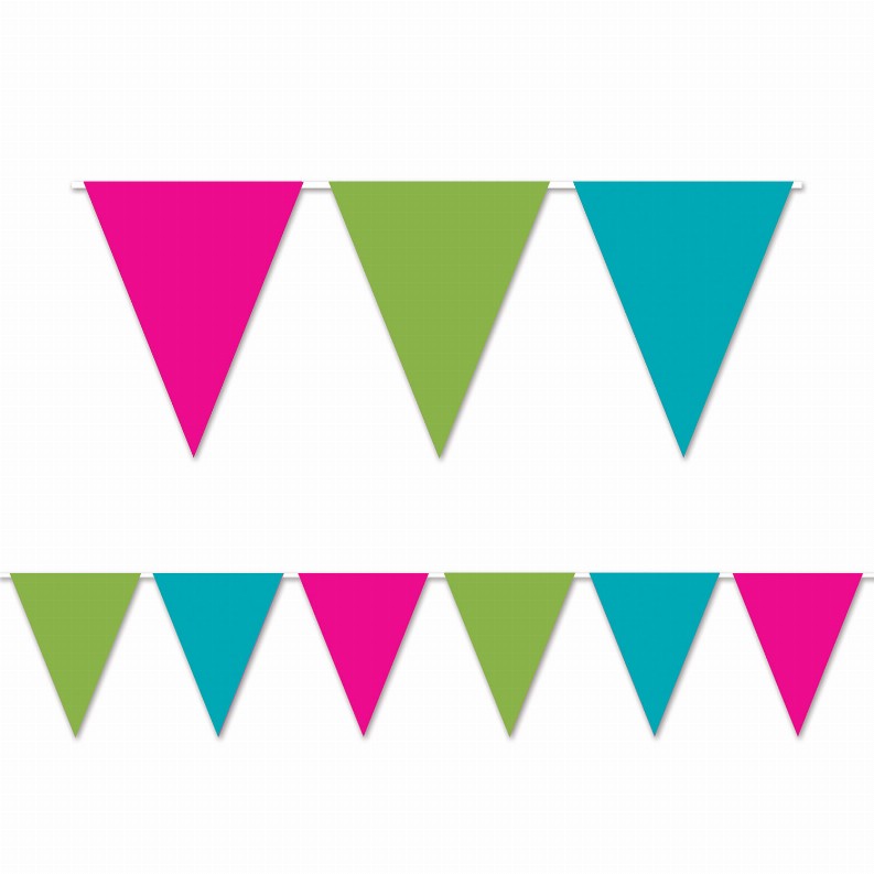 Hanging Banner pennant banner cerise,lime green &turquoise