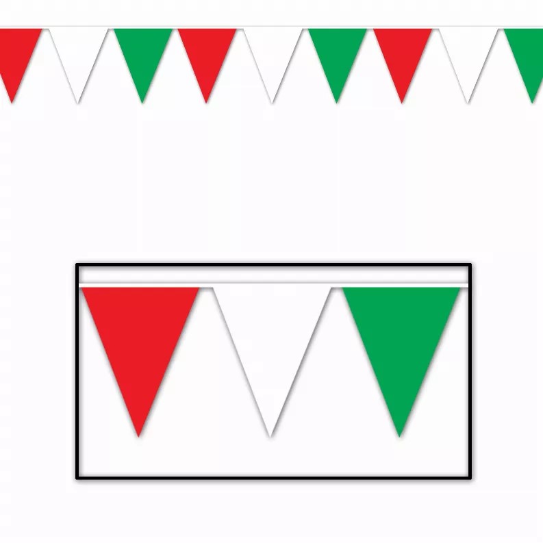 Hanging Banner pennant banner red, white & green xl