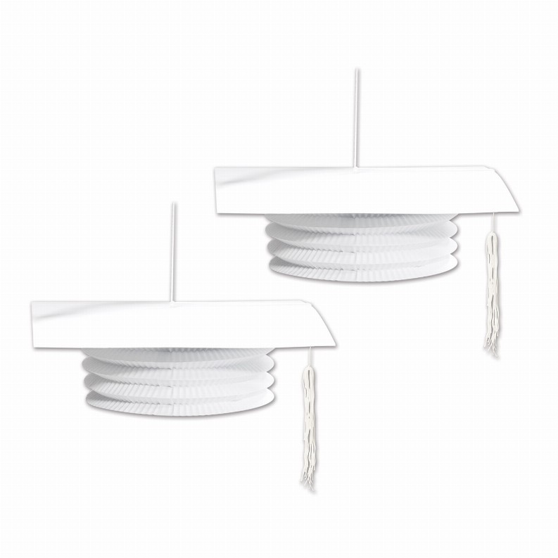 Lanterns - 9"GraduationGrad Cap Paper in White
