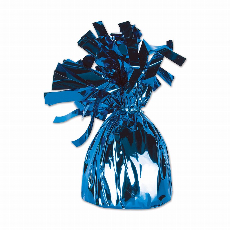 Metallic Wrapped Balloon Weights - blue