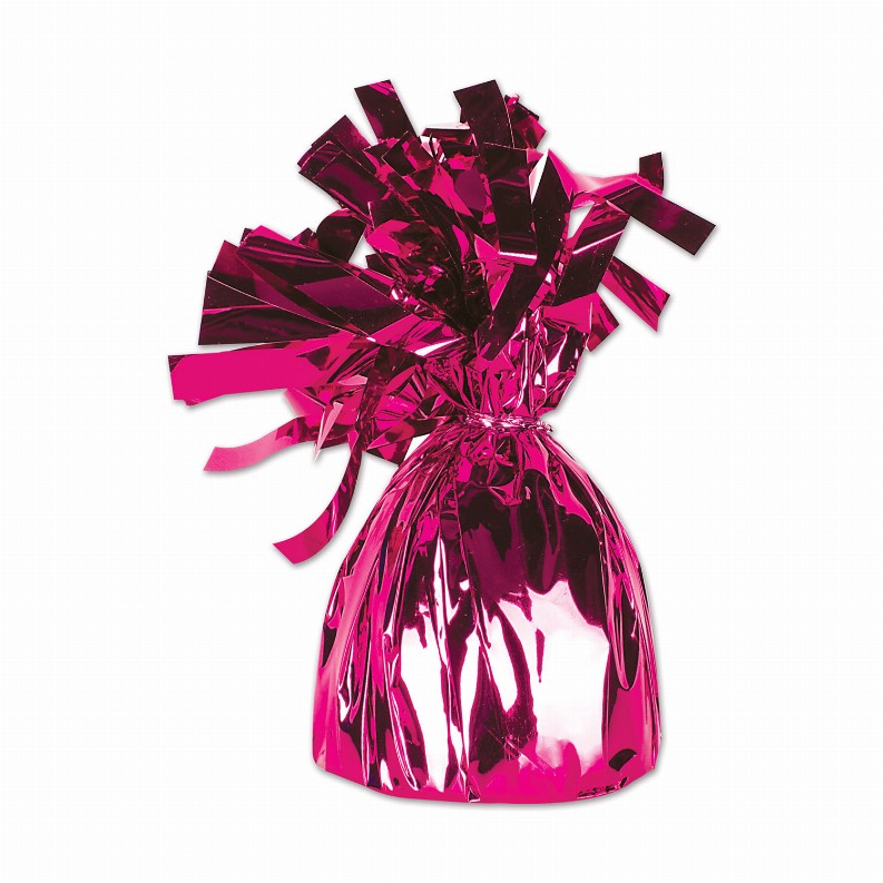 Metallic Wrapped Balloon Weights - cerise