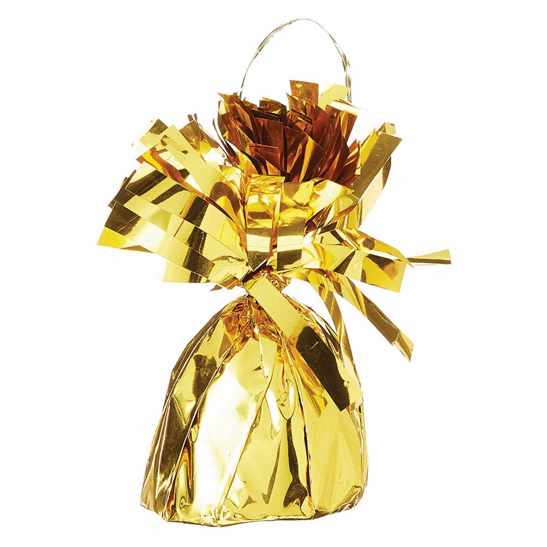 Metallic Wrapped Balloon Weights - gold