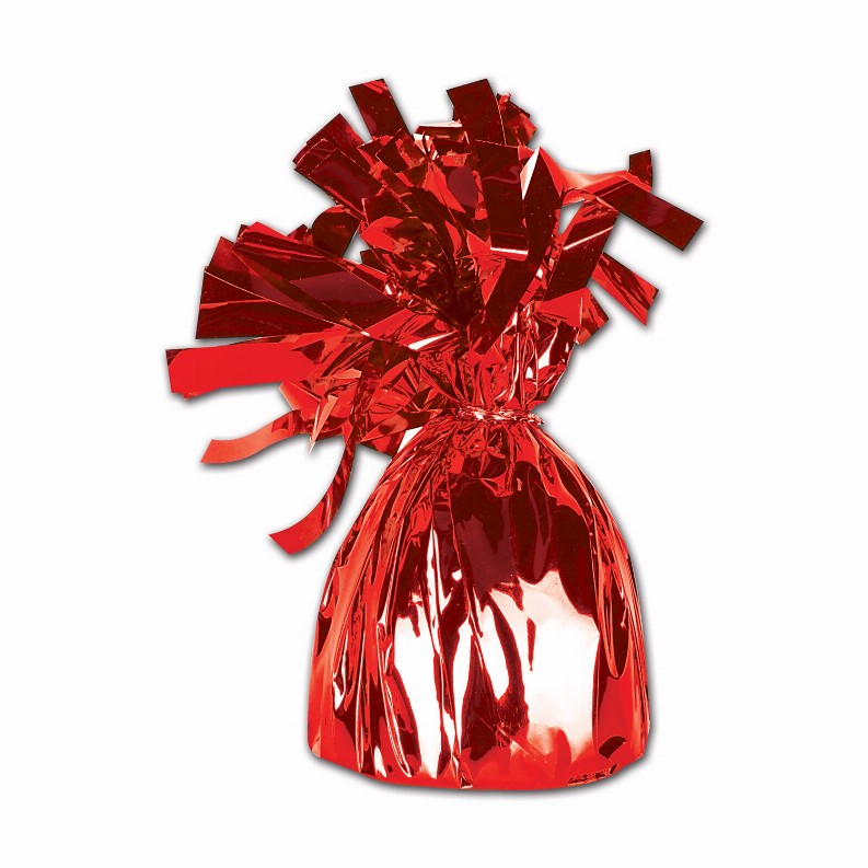 Metallic Wrapped Balloon Weights - red