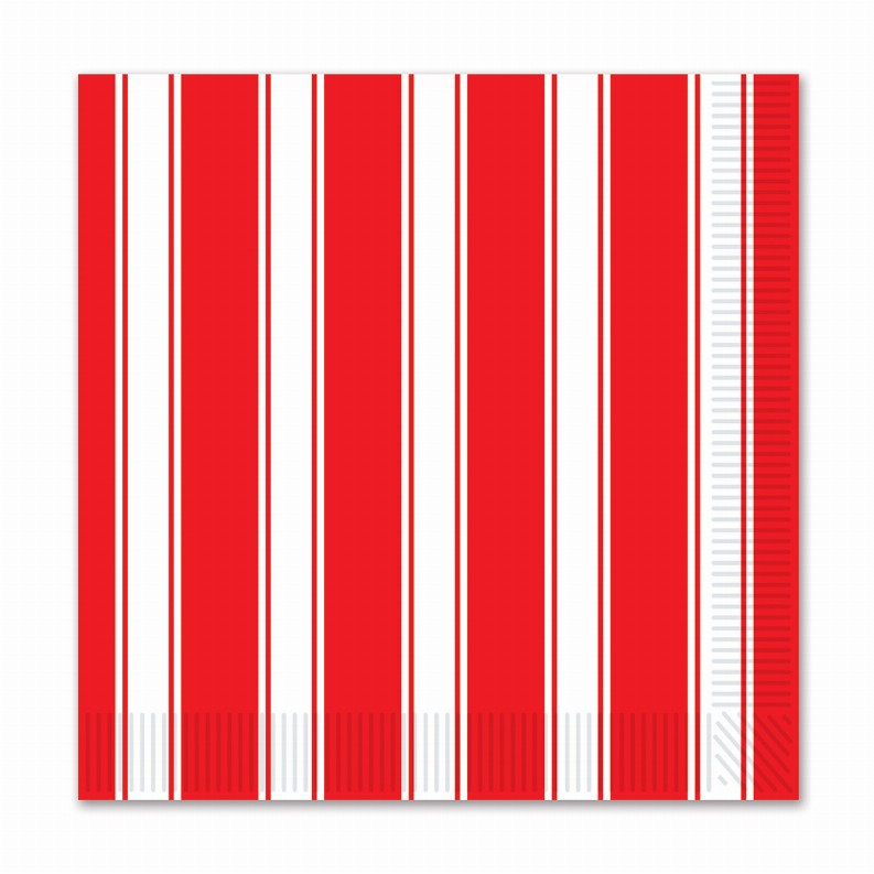 Napkins-Beverage  - Circus Red & White Stripes Beverage Napkins