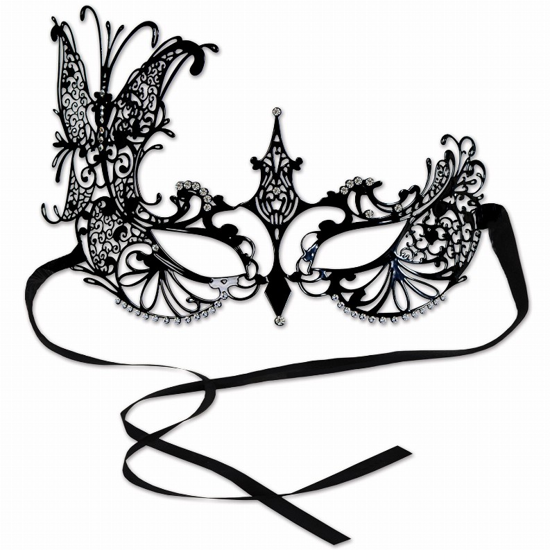 Novelty  - Mardi Gras Black Metal Filigree Masquerade Mask