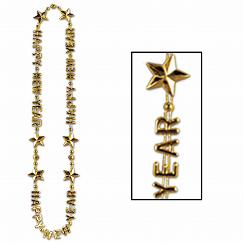 Novelty Beads  - New Years Gold Happy New Year Beads-Of-Expression