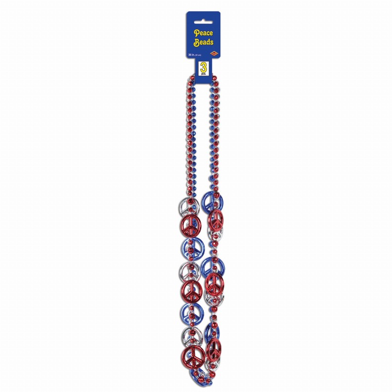 Novelty Beads  - Patriotic Patriotic Peace Sign Beads