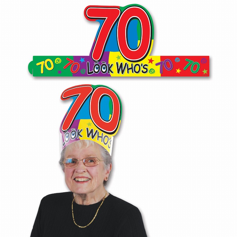 Paper Party Supplies & Props  - Birthday-Age Specific Look Who's 70 Headband