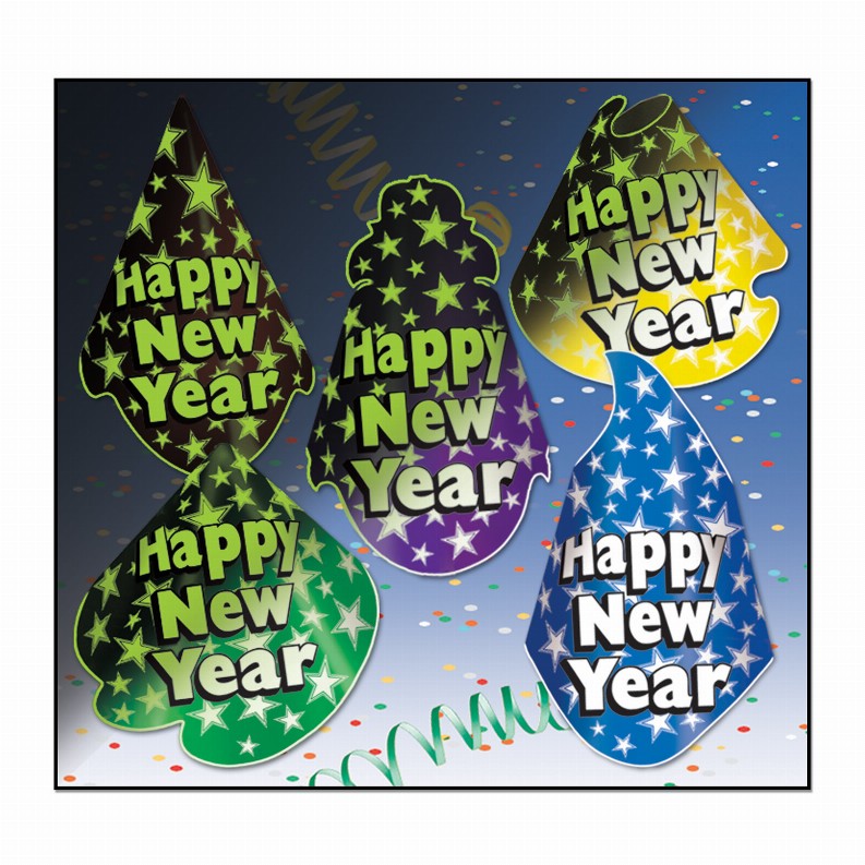 Paper Party Supplies & Props  - New Years Midnight Glow Hat Assortment