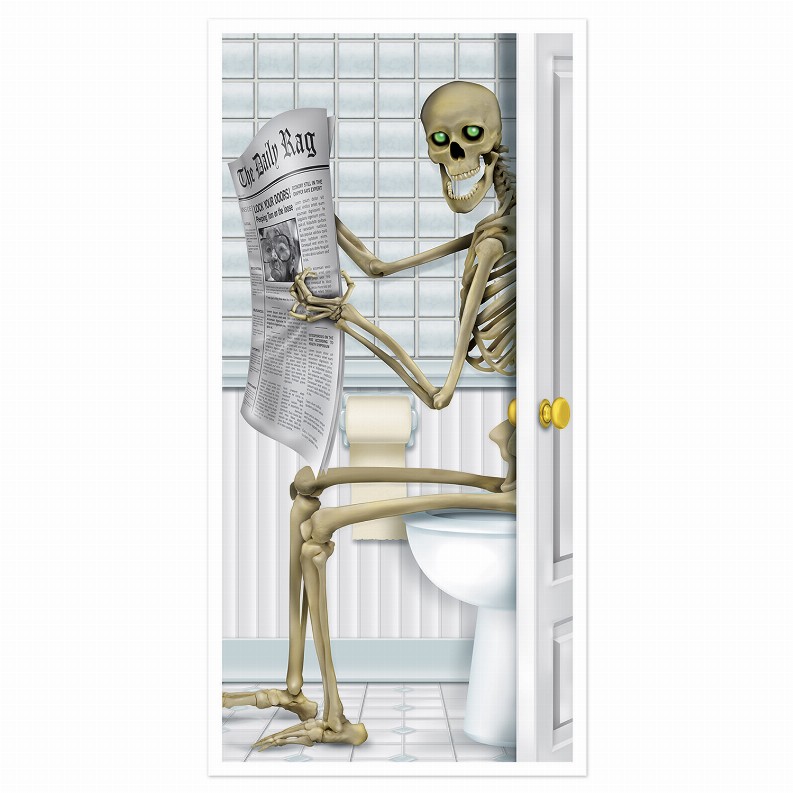 Party Door Covers - 30" x 5'HalloweenSkeleton Restroom