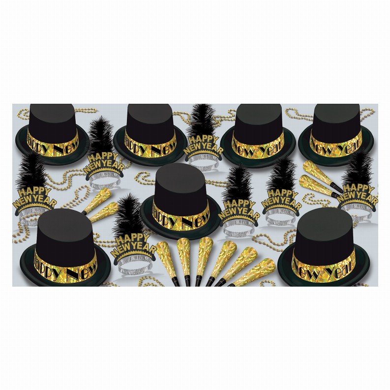 Party Kit - New Years 50 Person Gold Top Hat