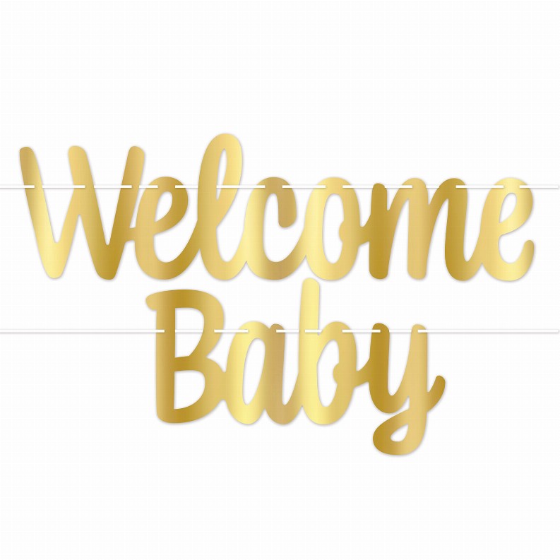 Party Streamers - 7" x 4'Baby ShowerGold Foil Welcome Baby