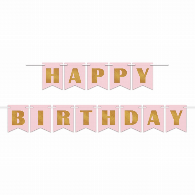 Party Streamers - 6" x 10'Sweet 16Pink Foil Happy Birthday