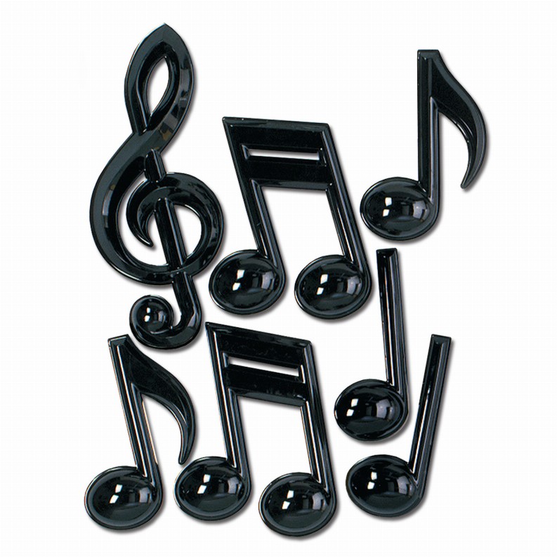 Plastic Decorations - Music Black Plastic Musical Notes