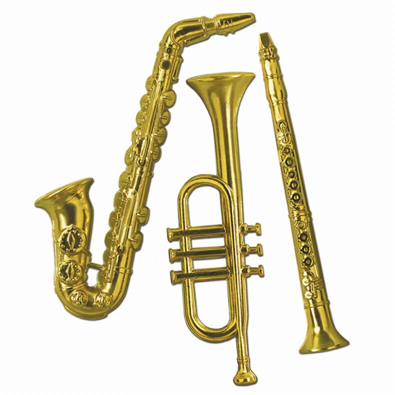 Plastic Decorations - Music Gold Plastic Musical Instruments