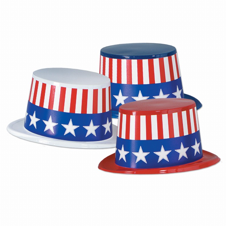 Plastic Party Supplies & Props  - Patriotic Plastic Toppers with Patriotic Band