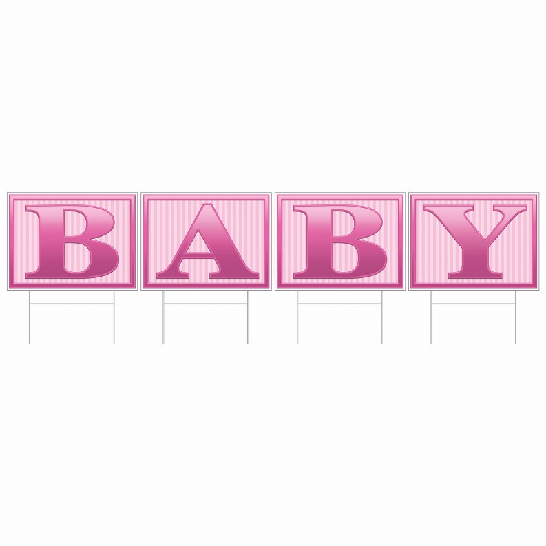 Plastic Yard Signs - Baby Shower Pink Plastic Baby Yard Sign