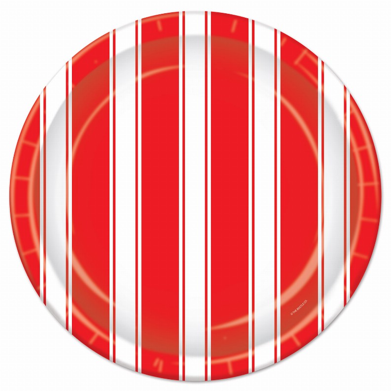 Plates-Dinner - Circus Red & White Stripes Plates