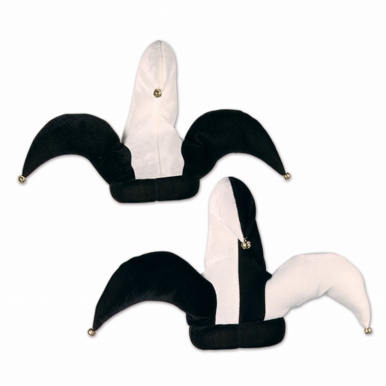 Plush(Multiple Themed Designs Available)   Medieval Plush Black & White Jester Hats