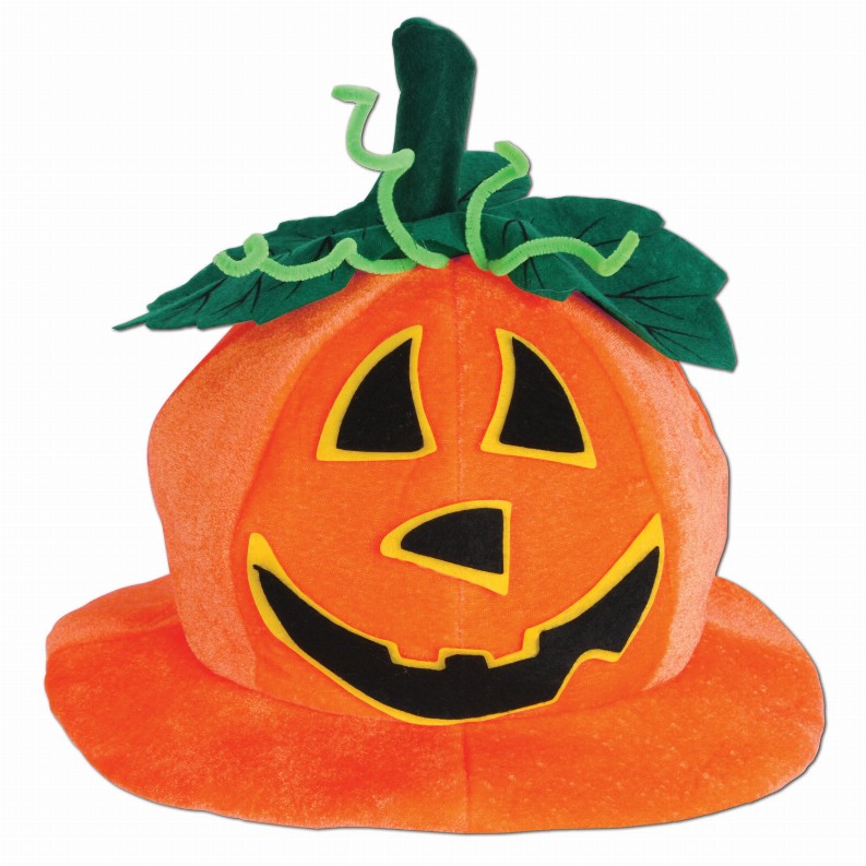 Plush(Multiple Themed Designs Available)   Halloween Plush Jack-O-Lantern Hat Style 1