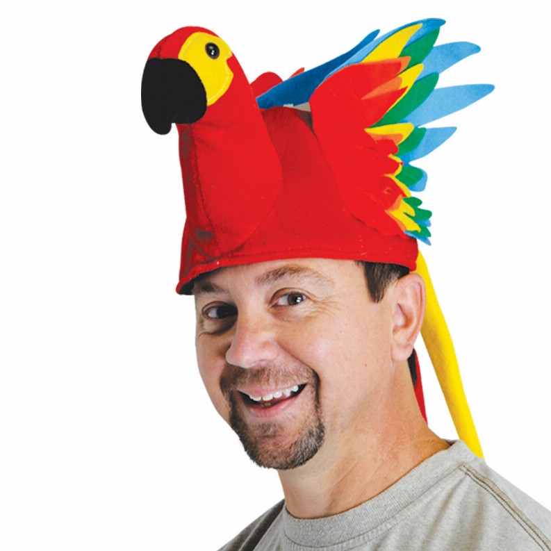 Plush(Multiple Themed Designs Available)   Luau Plush Parrot Hat