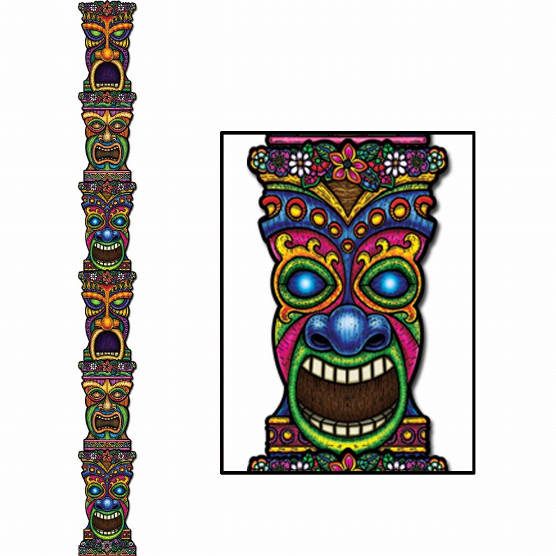 Printed Both Sides  - Luau Jointed Tiki Totem Pole