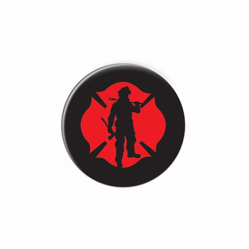Printed Buttons - Firefighter With Maltese Icon Button