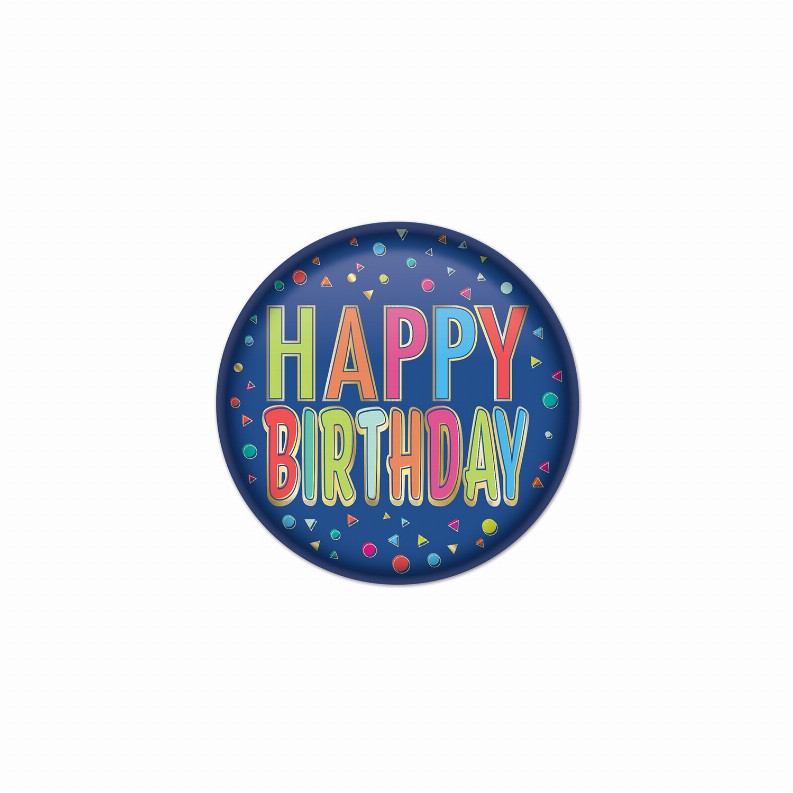 Printed Buttons - Multicolor Happy Birthday Button