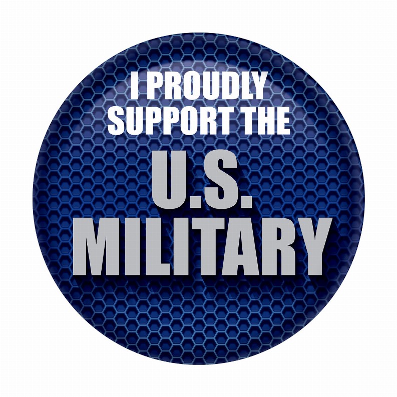 Printed Buttons - I Proudly Support U S Military Button