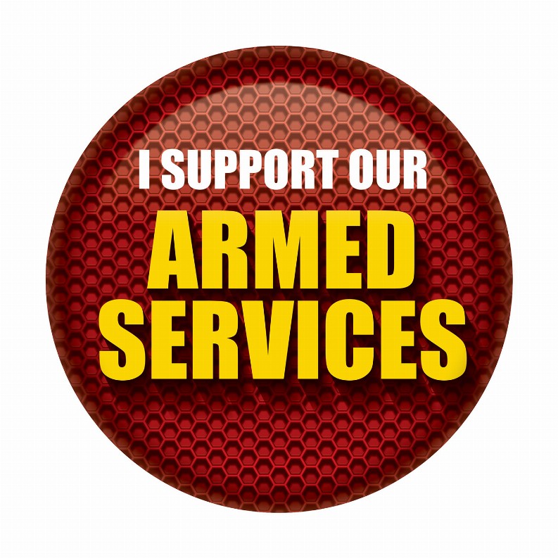 Printed Buttons - Red I Support Our Armed Services Button