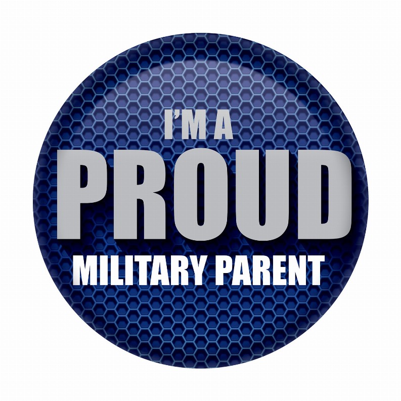 Printed Buttons - Blue I'm A Proud Military Parent Button