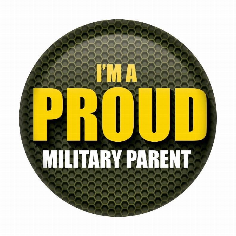 Printed Buttons - Green I'm A Proud Military Parent Button
