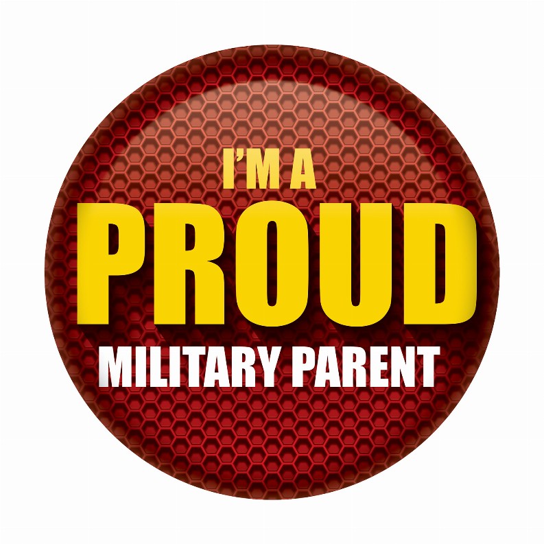 Printed Buttons - Red I'm A Proud Military Parent Button