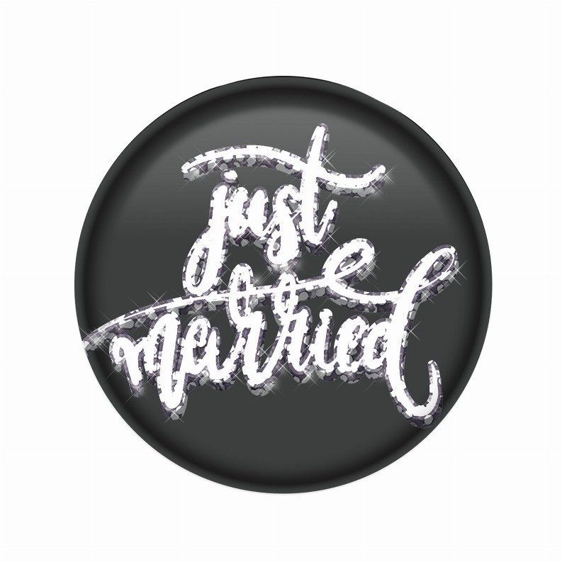 Printed Buttons - Dark Just Married Button