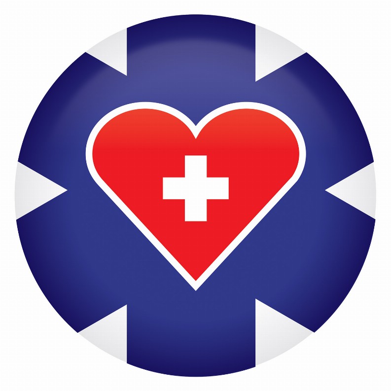 Printed Buttons - Medical Star Icon With Heart Button