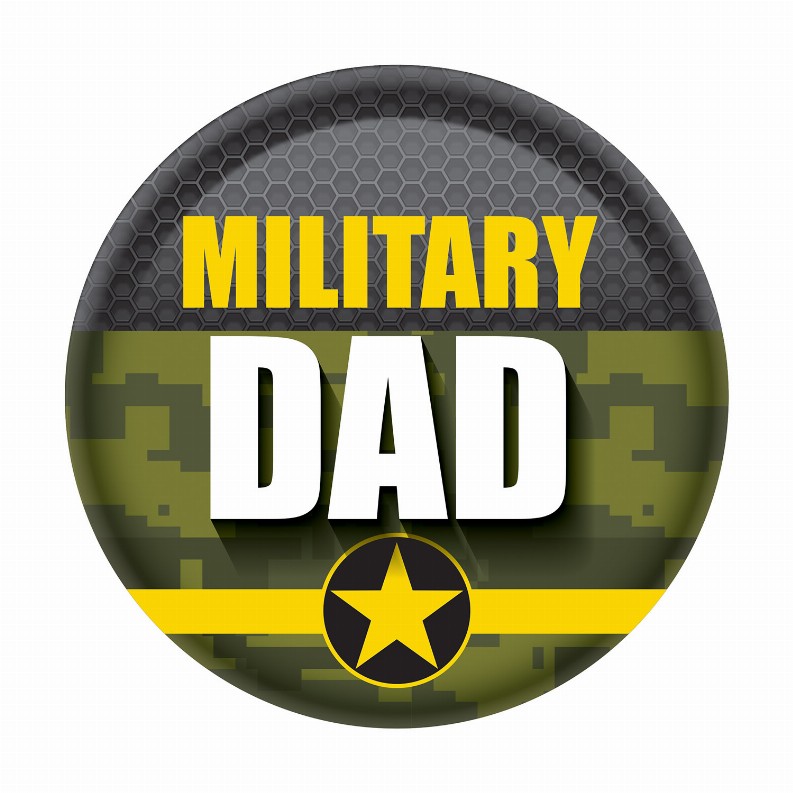 Printed Buttons - Green Military Dad Button