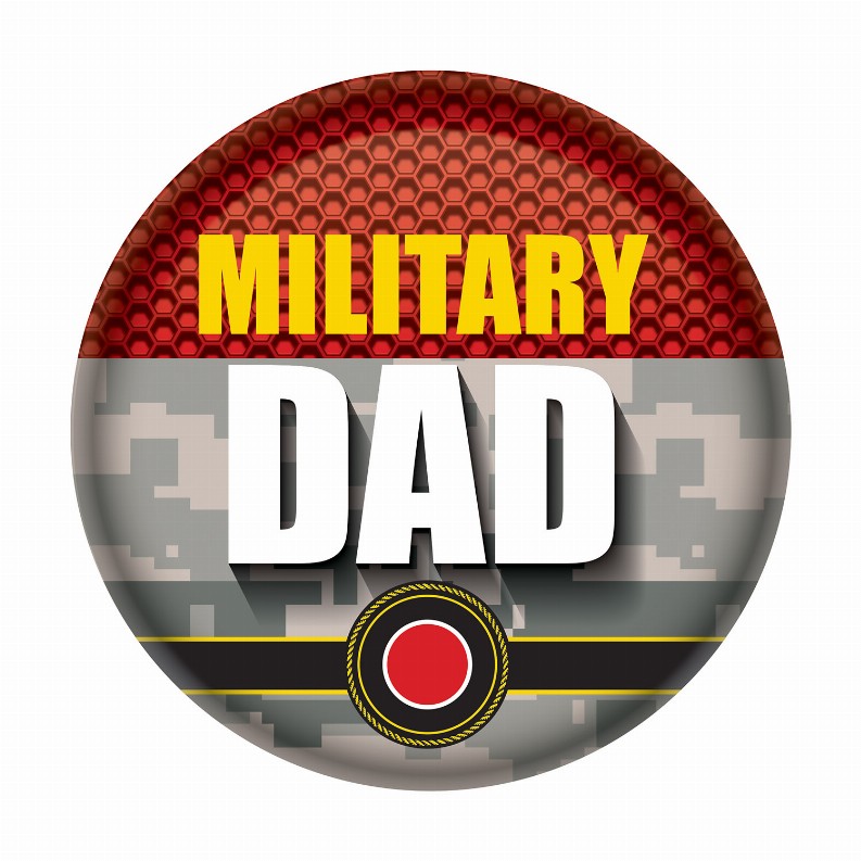 Printed Buttons - Red Military Dad Button
