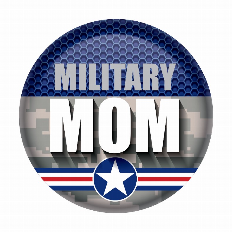 Printed Buttons - Blue Military Mom Button