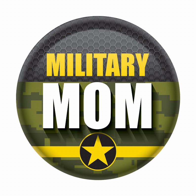 Printed Buttons - Green Military Mom Button