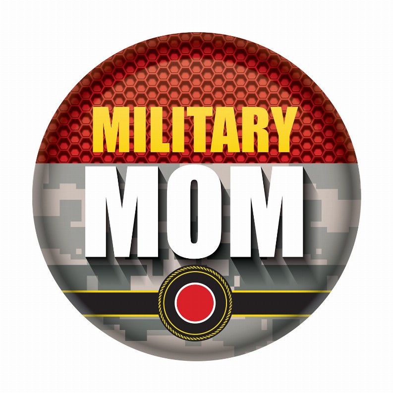 Printed Buttons - Red Military Mom Button