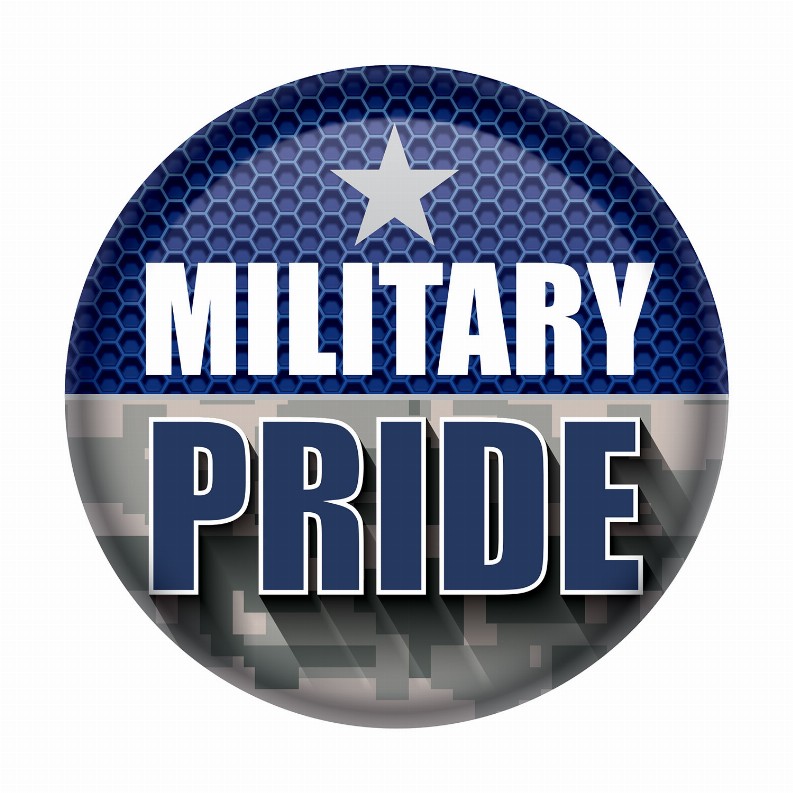 Printed Buttons - Blue Military Pride Button