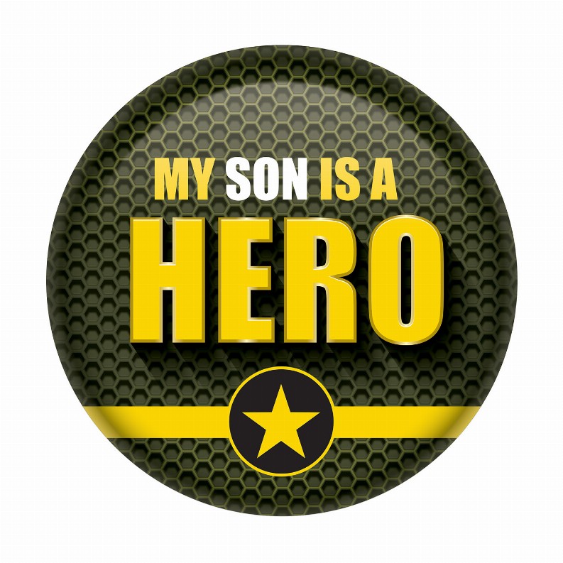 Printed Buttons - Green My Son Is A Hero Button