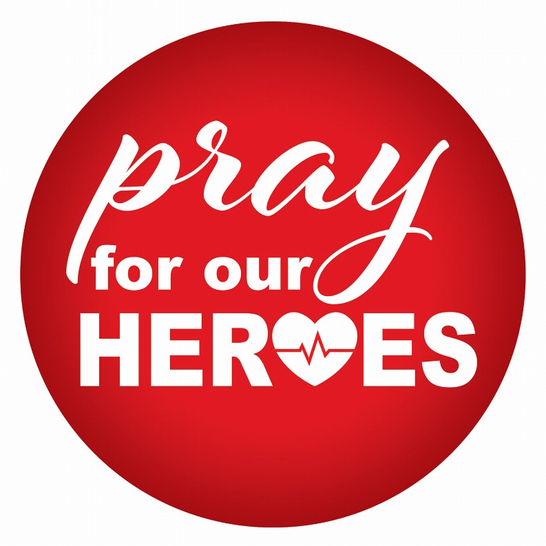 Printed Buttons - Red Pray For Our Heroes Button